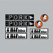2hip - Pork Orange on clear decal set - old school bmx