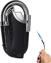 Windproof Straight Torch Blue Flame Lighter, Butane Torch Turbine Torcher, Inflatable Gas Windproof Lighter, Refillable Butane Lighter for Camping BBQ Outdoor (Black)