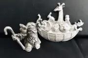 Pewter Noah’s Ark Giraffe Owl Lion Elephant Rhino Silver Metal Figurine A