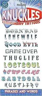 Tinsley Transfers Knuckle Phrases Temporary Tattoos Standard