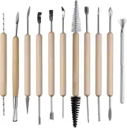 11 Pcs Pottery & Clay Sculpting Tools, Double-Sided, Ceramics Tools Smooth Woode