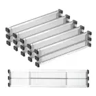 6 Pack 3.1" High 10.8" to 20" Expandable Drawer Dividers Organizer, Clear Black