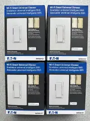 4 NEW Eaton WFD30-C2-SP-L Wi-Fi Smart Dimmer Switch White/Light Almond/Ivory LOT