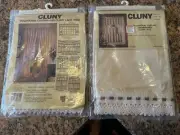 2 Vintage Curtains Of Character By United Cluny Lace Trim 70”x13” Taupe Valances