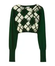 Burberry Argyle Knitted Cropped Crewneck Jumper XXS,S,XS,M Black