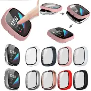 Full Cover Case Tempered Glass Screen Protector Shell For Fitbit Versa 3/Sense