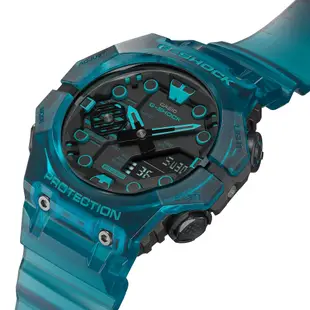 【CASIO 卡西歐】G-SHOCK 機械潮流 藍芽連線 防水 運動雙顯錶 GA-B001G-2A 半透明藍 台南 時代