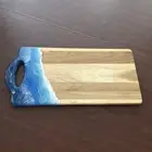 NWOT Ocean Wave Resin, Wood Cutting Board w handle/Cheese Serv. Board; 17” X 8”