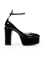Black Patent Tan-Go Platform Pumps
