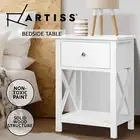 Bedside Table Coffee Side Cabinet Drawer Wooden White shelf Lamp Nightstand