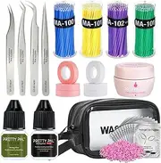 Eyelash Extension Supplies Kit,Beginners Lash Extension Supplies Kit Including Eye Patch Pads Smear Brush - Beauty Salon Tools Cosmetology Supplies Include Eyelashes Glue Tweezers Tools Case