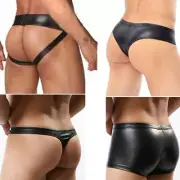 Men's Leather Briefs Boxers G-string Jockstrap Pouch Underwear Wet Look Clubwear