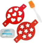Two Kitchen Nonstick Pancake Maker Egg Ring Maker Mold with brush and gloves