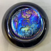 WELCH Art Glass Handmade Cobalt Carnival Paperweight