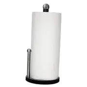 Countertop Paper Towel Holder with Weighted Base - Easy One-Handed Tear, Black