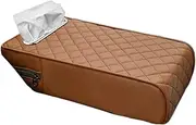 Car Armrests Car Armrest Cover with Tissue Storage Memory Foam Height Pad Universal Auto Armrest Protective Cushion Support Console Armrest(Cushion Saddle Brown)