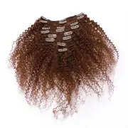 Sego 8pcs Afro Curly Clip In Human Hair Extensions Brazilian Hair auburn 08inch