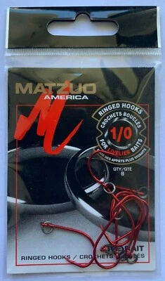 40 Matzuo R127061 Red Ringed Octopus Live Bait Fish Hooks size 1/0