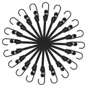 Small Bungee Cords with Hooks - Mini Bungee Cords, 10 Pcs 6 Inch Black