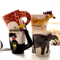 在飛比找蝦皮購物優惠-咖啡杯【優質】牛奶杯彩繪馬克杯可愛卡通造型 3D立體動物馬克