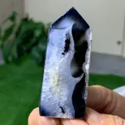 54G Natural black blossom stripe agate Obelisk Quartz Crystal Tower Healing