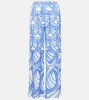 [Poupette St Barth] Poupette St Barth Cecile printed wide-leg pants AU 14 blue