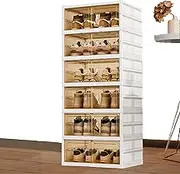 6 Tier Foldable Shoe Rack with Magnetic Clear Door, Load Bearing 50kg, Easy Assembly Dust Free Collapsible Shoe Cabinet, 12 Pairs Shoe Storage Box Large Shoe Storage for Door Entrance