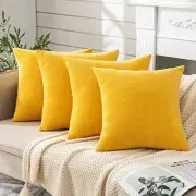 Decorative Square Throw Pillow Covers 18" x 18" (Pack of 4) Gold Yellow