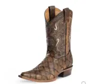 New Armadillo Pattern Leather Handmade Stars & Stripes Cowboy Boots Mexico 8.5