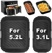 Airfryer Silicone Mould Accessory for Tefal EY9018 Dual Easy Fry 5.2/3.1 L, Moulinex 8.3 L, Cecotec 5.5/3.5 L Baskets, DMS 6L/4L, Air Fryer Accessories for Double Chamber Hot Air Fryer Dual