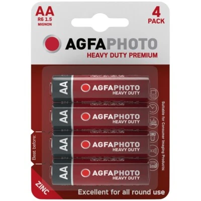 Agfa Photo Zinc Carbon 4 X AA 1.5 Volt Heavy Duty Premium Cell Battery R6 Mignon