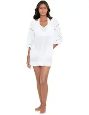 [Lauren Ralph Lauren] Beach Club Solids Embroidered Cotton Beach Dress Cover Up in White