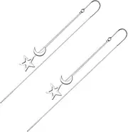 [TEMPNAP] 1Pair Moon Star Drop Earrings for Teen Long Tassel Threader Earrings Durable Non Allergic present for Birthdays Special Occasions