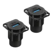 2 Pcs Straight Panel Socket Usb Mounted Connector Adapter Female