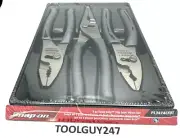 SNAP ON TOOLS USA DARK TITANIUM 3 Piece Soft Grip Pliers Lot Set PL347ACFDT NEW+