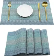 Placemats Set of 4 for Dining Table Washable Woven Vinyl Placemat Non-Slip Heat Resistant Kitchen Table Mats Easy to Clean