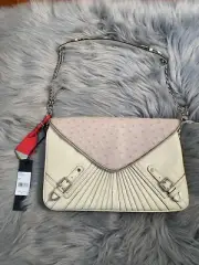 REBECCA MINKOFF THE MARIA Ostrich Leather Chain Strap Shoulder Bag $895 NWT