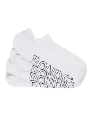 [Bonds] Mens Logo Lightweight No Show Socks 4 Pack in White