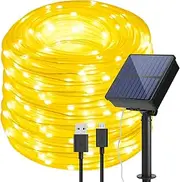 8 Modes IMAGE Solar String Rope Lights 78.7Foot 20Meters Waterproof 200LED high capacity battery for Indoor Outdoor Garden Party Patio Decor - Warm White