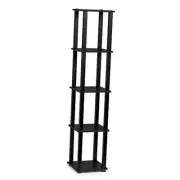 Turn-S-Tube 5-Tier Corner Square Rack Display Shelf, Americano/Black