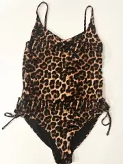Cotton On One Piece Swimsuit Exotic Leopard Animal Print Black Size14 NEW W Tags