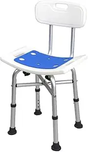 Aluminium Shower Chair W/Backrest Adjustable Height Stool Seat Bench Safety Aid