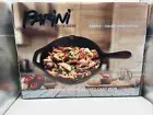 Parini Cookware Cast Iron Fry Pan Pre-seasoned, Draining Spout, Hand Cast, Round