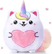 Leyndo 16 Inch Caticorn Plush Throw Pillow Cute Unicorn Cat Stuffed Animals Soft Plush Stuffed Caticorn Pillow for Birthday Valentine's Day Party Favor Gift Sofa Bedroom Kids Room Decor