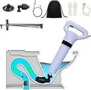HopingMore High Pressure Drain Plunger & 1 Claw Grabber Cleaner 1 Hair Clog Remover 1 Gloves 1 Pocket,Air Pump Auger Blaster for Kitchen,Bathroom,Bathtubs,Toilet,Floor,Sink,Clogged Pipe (Pump)