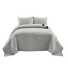 Unbranded Quilt Set 92" x 108" Solid Color King-Size Ligh Gray/Off White (3-Pcs)
