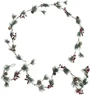 SWOOMEY Christmas Artificial Rattan Garland with Red Berries Pine Cones Greenery Decoration for Home Fireplace Wall Door and Staircase Festive Holiday Decor