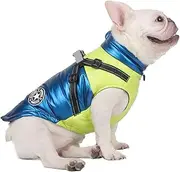 DoggieKit Dog Cat Coats Jackets Dogs Underbelly Harness attached Warm Vest Winter Reflective Cotton Outfit Clothes Safety Waterproof Pet Coat For Small Medium Large Dogs