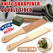 Dual Sided Leather Blade Strop Cutter Razor Sharpener Polishing Wooden Handle HG