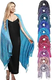 [Chuarry] 10 Pcs Paisley Pashmina Shawls and Wraps Bulk for Women Soft Tassels Scarves Wedding Gift